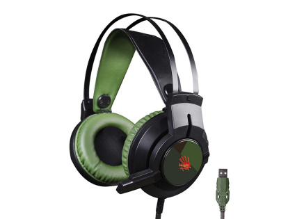 A4tech Bloody J437 herní sluchátka, 7.1., USB, zelená barva