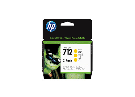 HP 712 3-Pack 29-ml Yellow DesignJet Ink Cartridge