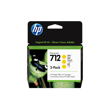 HP 712 3-Pack 29-ml Yellow DesignJet Ink Cartridge