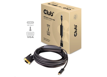 Club3D Kabel aktivní USB Typ C na VGA (M/M), 5m