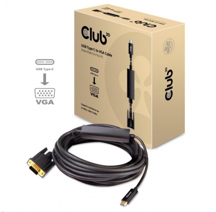 Club3D Kabel aktivní USB Typ C na VGA (M/M), 5m