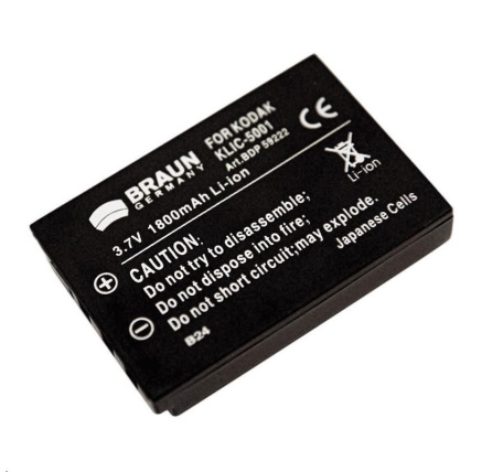 Braun akumulátor KODAK Klic 5001, Sanyo DB-L50, 1600mAh