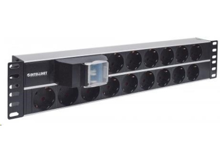 Intellinet 19" 2U Rackmount 15-Way Power Strip - German Type, rozvodný panel, 15x DE zásuvka, 3m kabel