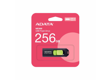 ADATA Flash Disk 256GB UC300, USB-C 3.2, černo-zelená ADATA Flash Disk 256GB UC300, USB-C 3.2, černo-zelená