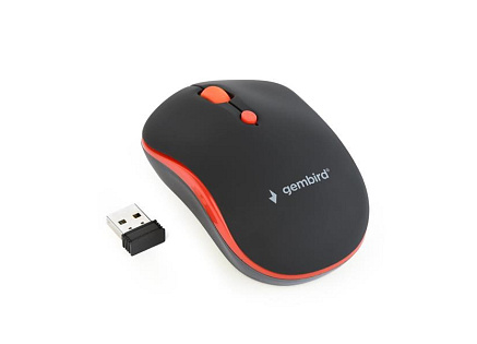 GEMBIRD myš MUSW-4B-03-R, černo-červená, bezdrátová, USB nano receiver