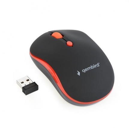GEMBIRD myš MUSW-4B-03-R, černo-červená, bezdrátová, USB nano receiver