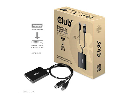 Club3D Adaptér aktivní DisplayPort na Dual Link DVI-D, USB napájení, 60cm, HDCP off, pro Apple Cinema displeje Club3D Adaptér aktivní DisplayPort na Dual Link DVI-D, USB napájení, 60cm, HDCP off, pro Apple Cinema displeje