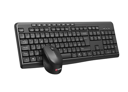 C-TECH klávesnice s myší WLKMC-04, Bezdrátový set 2.4GHz, CZ, Černá