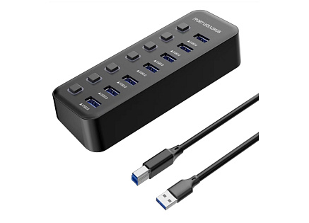 PREMIUMCORD Hub USB 3.2, 7-portový s vypínači portů, 5G SuperSpeed, Černá PREMIUMCORD Hub USB 3.2, 7-portový s vypínači portů, 5G SuperSpeed, Černá