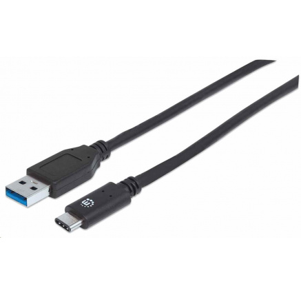 Manhattan USB kabel, USB 3.1 Gen 2, USB-A Male na USB-C Male, 10 Gbps, 50cm, černá
