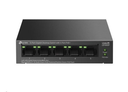 TP-Link LiteWave switch LS105GP (5xGbE, 4xPoE+, 65W, fanless)