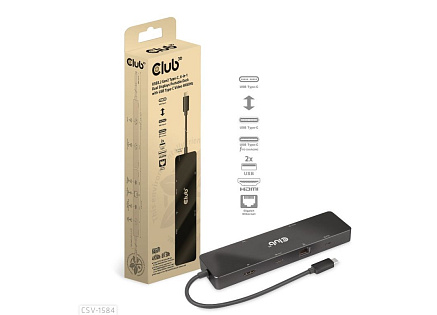 Club 3D Dokovací stanice USB-C 6v1, 1xHDMI, 1xUSB-C PD 100W, 2x USB, 1xRJ45, černá Club 3D Dokovací stanice USB-C 6v1, 1xHDMI, 1xUSB-C PD 100W, 2x USB, 1xRJ45, černá