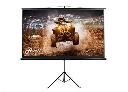 Projekční plátno AVELI stativ, 221x125cm (16:9) 100", černý tubus