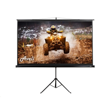 Projekční plátno AVELI stativ, 221x125cm (16:9) 100", černý tubus