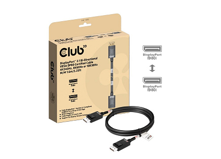Club3D Kabel DisplayPort 2.1 na DisplayPort 2.1, VESA DP80, 4K240Hz/8K60Hz/10K60Hz (M/M), 1.6m, černá