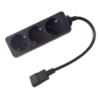 Prodlužovací přívod 3x230V DE SCHUKO pro UPS (IEC320-C14), 30cm
