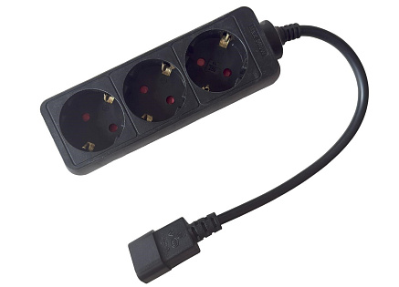 Prodlužovací přívod 3x230V DE SCHUKO pro UPS (IEC320-C14), 30cm