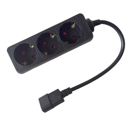 Prodlužovací přívod 3x230V DE SCHUKO pro UPS (IEC320-C14), 30cm