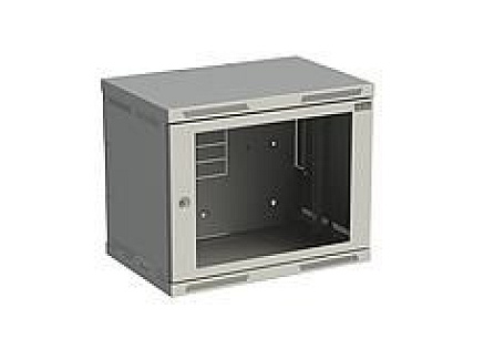 Solarix rozvaděč nástěnný SENSA 9U 400mm, dveře sklo, RAL 7035, SENSA-9U-64-11-G