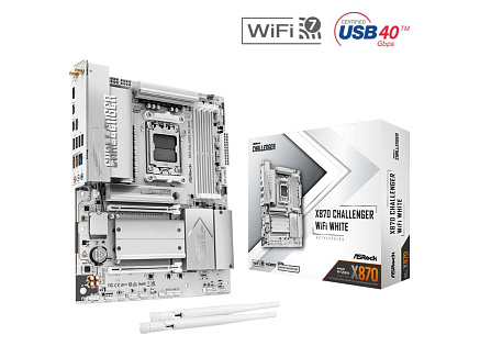 ASRock MB Sc AM5 X870 Challenger WiFi WHITE, AMD X870, 4xDDR5, 1xHDMI, 2xUSB4, WiFi ASRock MB Sc AM5 X870 Challenger WiFi WHITE, AMD X870, 4xDDR5, 1xHDMI, 2xUSB4, WiFi