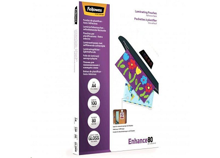 Laminovací fólie Fellowes A4 80 mic samolepící, balení 100 ks