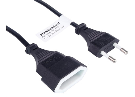 PREMIUMCORD Kabel síťový 230V, prodlužovací dvojvidlice,  2m