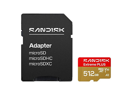 SanDisk MicroSDHC karta 512GB Extreme PLUS (R250/W1700MB/s, UHS-I V30, Rescue Pro Deluxe) + adaptér SanDisk MicroSDHC karta 512GB Extreme PLUS (R250/W1700MB/s, UHS-I V30, Rescue Pro Deluxe) + adaptér