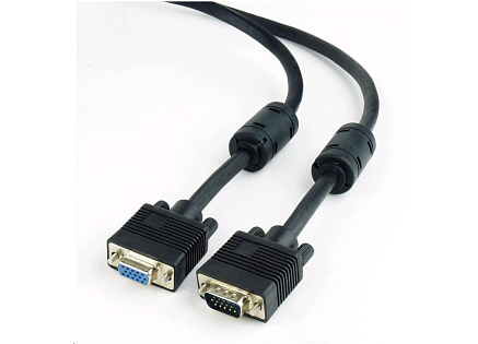 GEMBIRD Kabel VGA prodlužovací 1,8m, černý (HD15M/F, dvojité stínění, feritová jádra)