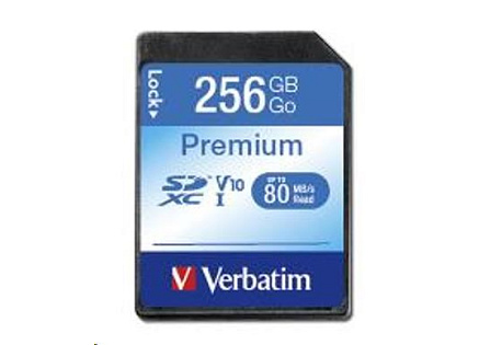 VERBATIM SDXC karta 256GB Class 10, UHS-1 (R:80/W:10 MB/s)