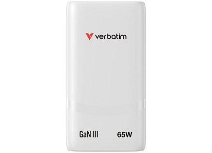 VERBATIM GaN Nabíječka Fold 'n' Go 65W, 2xUSB-C, bílá