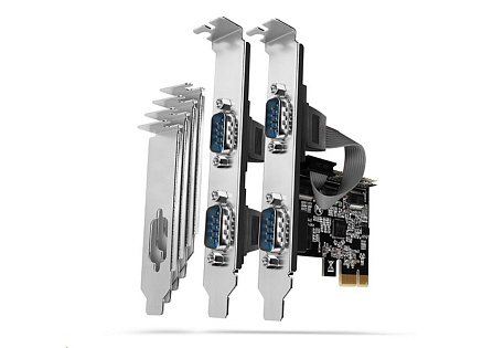 AXAGON PCEA-S4N, PCIe řadič - 4x sériový port (RS232) 250 kbps, vč. LP