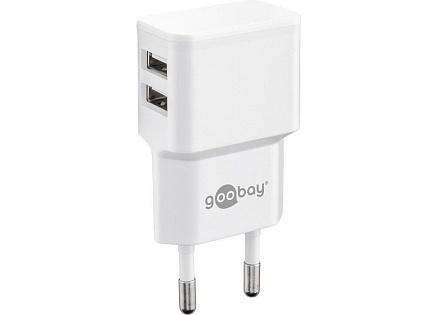 goobay Napájecí a nabíjecí adaptér 230V na 2x USB, max.2,4A, bílý goobay Napájecí a nabíjecí adaptér 230V na 2x USB, max.2,4A, bílý