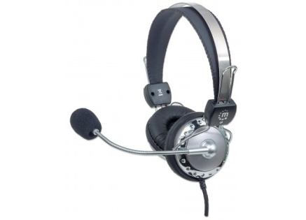 MANHATTAN Sluchátka s mikrofonem, lehce nastavitelná s flexibilním mikrofonem