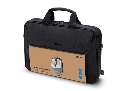 DICOTA Value Toploading Kit 14-16, Brašna na notebook s přiloženou optickou myší, černá