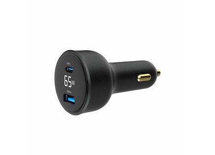 GEMBIRD Nabíječka do auta, 1x USB, 1xUSB-C, rychlo-nabíječka, QC3.0, 65 W, černá