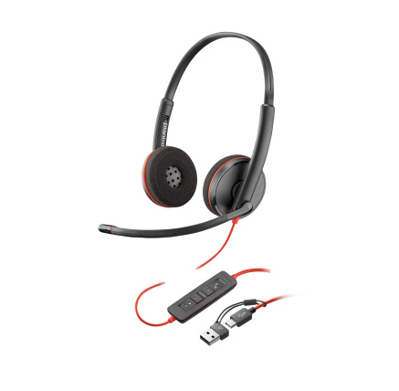Poly Blackwire 3220 náhlavní souprava, USB-C/A adaptér, stereo