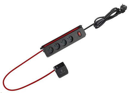 Viking síťová prodlužovací zásuvka R43S, 4x AC 230V, 1x USB-A, 2x USB-C, délka 1,4 m