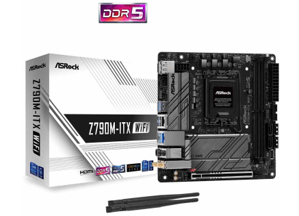 ASRock MB Sc LGA1700 Z790M-ITX WIFI, Intel Z790, 2xDDR5, 1xDP, 1xHDMI, WI-FI, mini-ITX