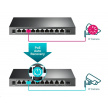 TP-Link CCTV Easy Smart switch TL-SG1210MPE (8xGbE, 1xGbE uplink, 1xGbE/SFP combo uplink, 8xPoE+, 123W, fanless)