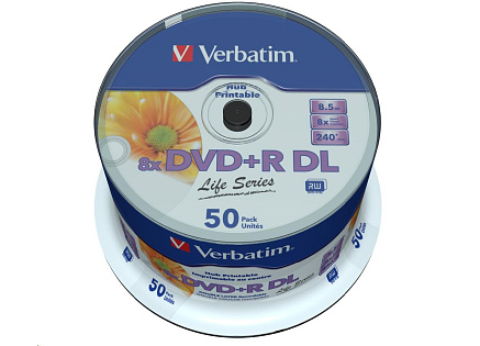 VERBATIM DVD+R Double Layer 8.5GB 8X 50 Pack Spindle
