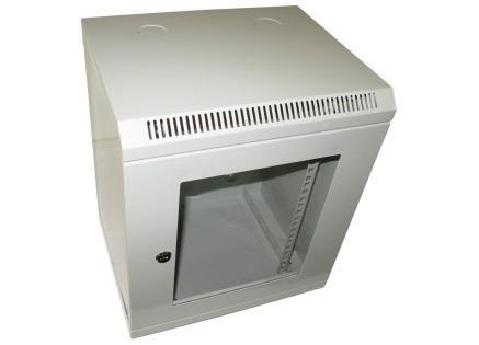 XtendLan 10" nástěnný rozvaděč 9U 350x280, nosnost 50 kg, dveře z plexiskla, svařovaný, šedý