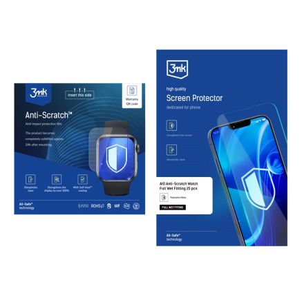 3mk All-Safe - AIO fólie Anti-Scratch Watch Full Wet Fitting 25 pcs 3mk All-Safe - AIO fólie Anti-Scratch Watch Full Wet Fitting 25 pcs