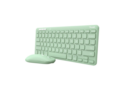 TRUST set klávesnice + myš LYRA, Bezdrátový set klávesnice a myši, ECO, US, zelená