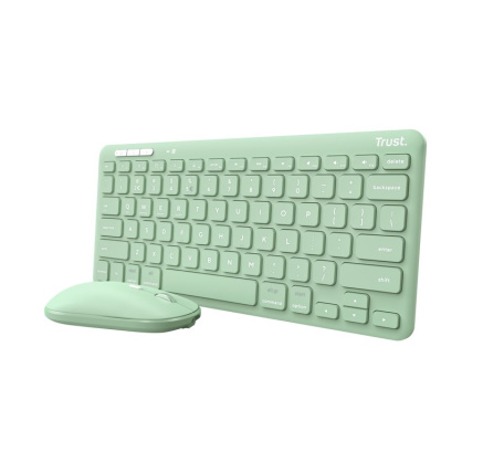 TRUST set klávesnice + myš LYRA, Bezdrátový set klávesnice a myši, ECO, US, zelená