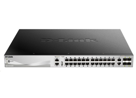 D-Link DGS-3130-30PS/E L3 Stackable Managed Gigabit PoE Switch, 24x PoE gigabit, 2x 10GBASE-T, 4x SFP+, 370W PoE