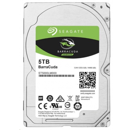 SEAGATE HDD 5TB BARRACUDA, 2.5", SATAIII, 5400RPM, 128MB Cache, 15mm