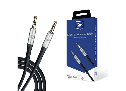 3mk audio kabel - AUX Cable Jack 3,5 mm - Jack 3,5 mm, délka 1 m, černá