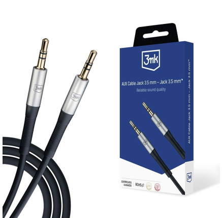 3mk audio kabel - AUX Cable Jack 3,5 mm - Jack 3,5 mm, délka 1 m, černá