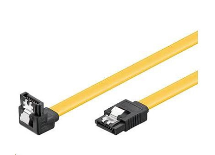 PREMIUMCORD Kabel SATA 3.0 datový 70cm lomený 90°, kovové západky