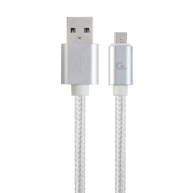 GEMBIRD Kabel MicroUSB - USB, opletený, stříbrný, 180cm